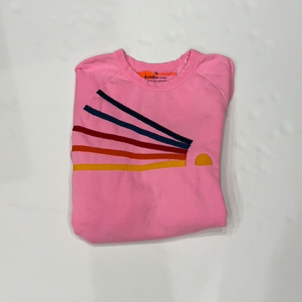 Aviator Nation Pink and Red Graphic Sweatshirt